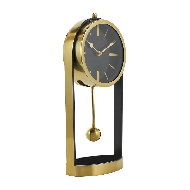 15" Gold Aluminum Tall Clock with Swinging Ball Pendulum