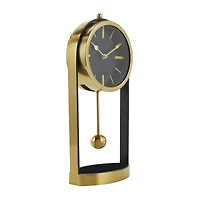15" Gold Aluminum Tall Clock with Swinging Ball Pendulum