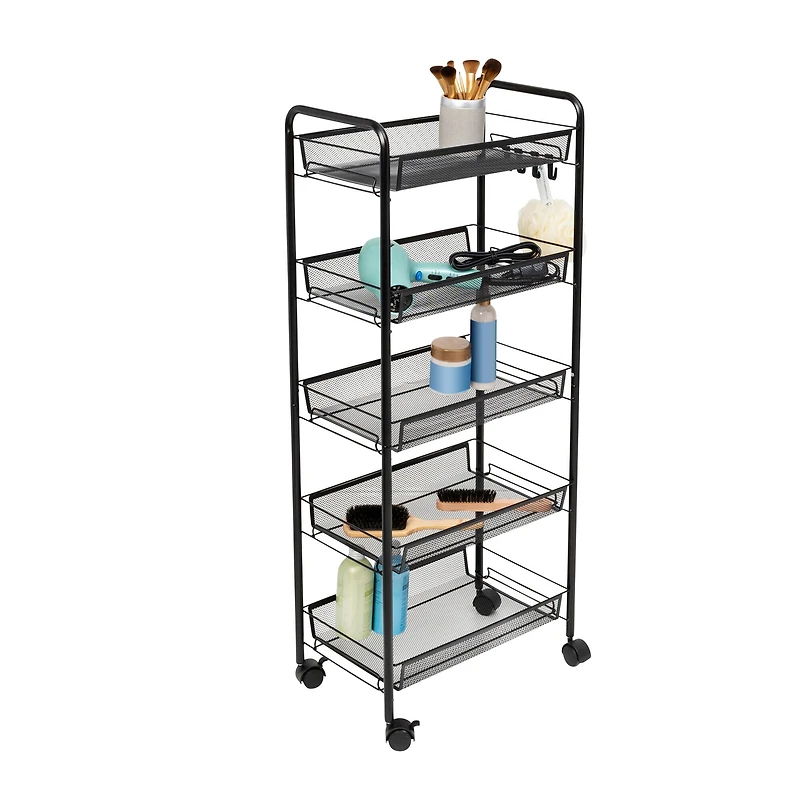 Honey Can Do Black 5-Tier Rolling Storage Cart