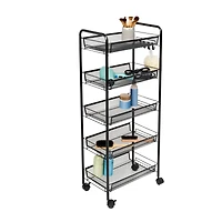 Honey Can Do Black 5-Tier Rolling Storage Cart