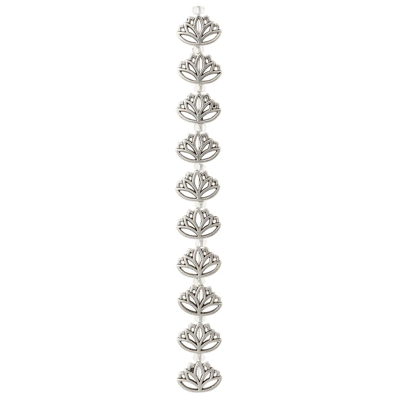 12 Pack: Silver Metal Lotus Beads, 16mm by Bead Landing™