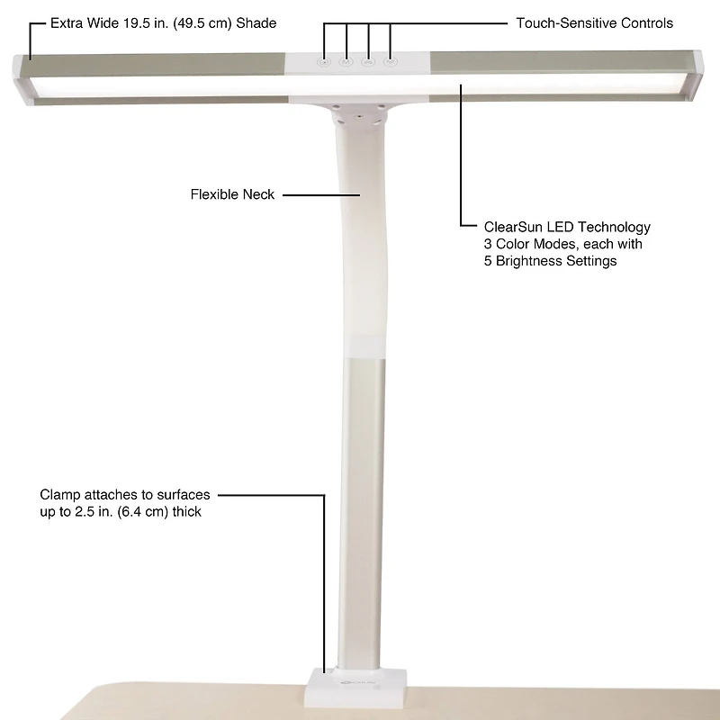 OttLite® Extra Wide Area LED Clamp Lamp