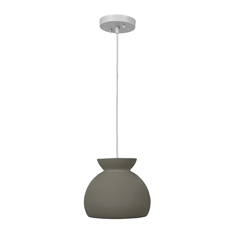 Hello Honey® Sienna Matte Charcoal Boho Ceramic Ceiling Light with White Fabric Cord