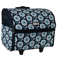 Everything Mary Collapsible Teal Floral Print Rolling Sewing Machine Tote