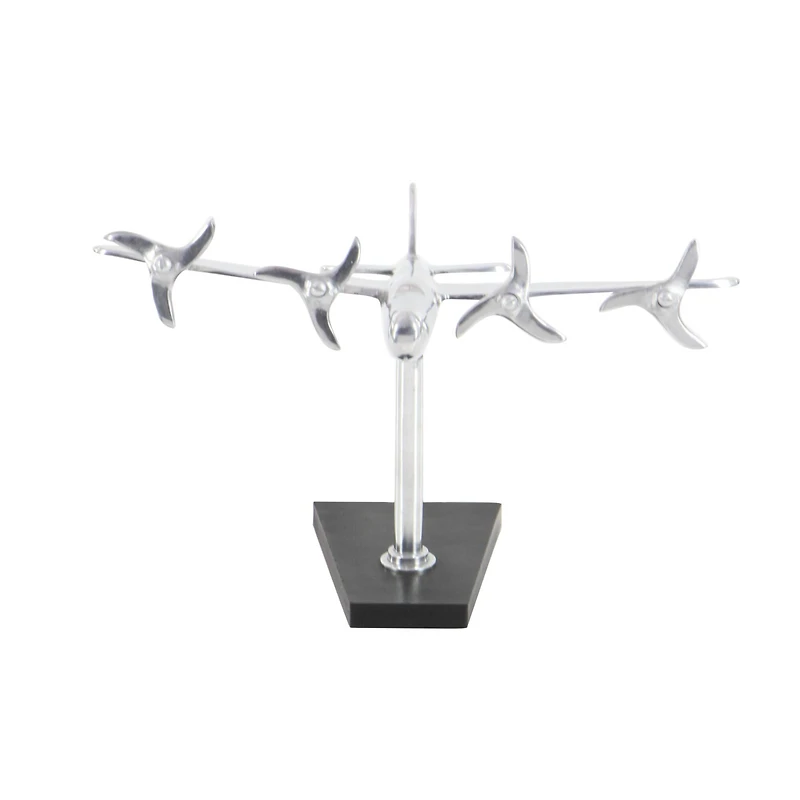Silver Aluminum Sculpture, Airplane 11" x 12" x 16"