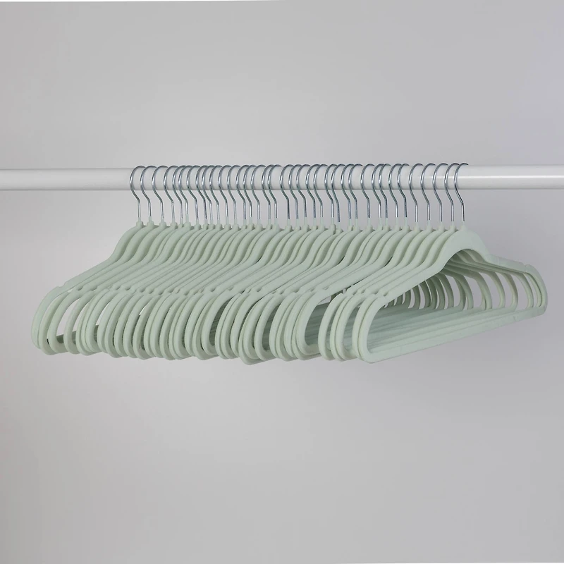 Honey Can Do Light Green Slim-Profile Non-Slip Velvet Hangers, 35ct.