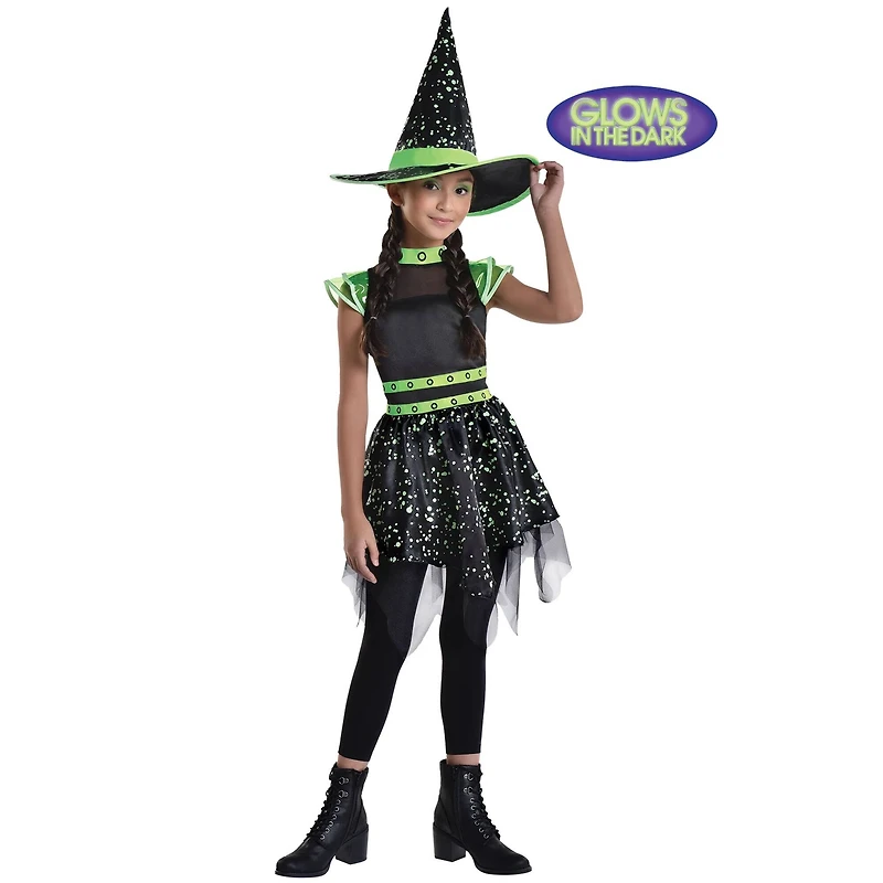 Glow in the Dark Midnight Mischief Witch Youth Costume