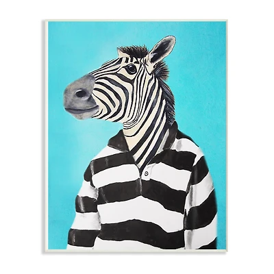 Stupell Industries Zebra In A Striped Shirt Portrait, 10" x 15"
