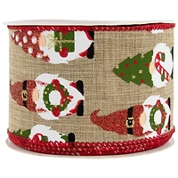 2.5" x 10yd. Burlap Wired Gnome Craft Christmas Ribbon