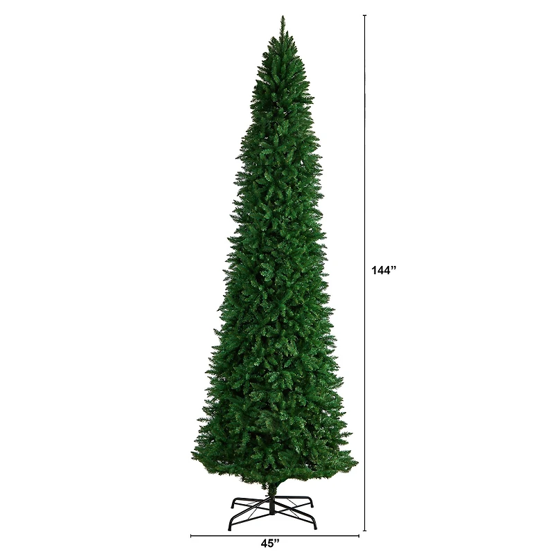 12ft. Unlit Slim Green Mountain Pine Artificial Christmas Tree