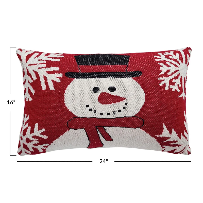Hello Honey® Snowman & Snowflakes Cotton Knit Chenille Pillow