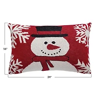 Hello Honey® Snowman & Snowflakes Cotton Knit Chenille Pillow