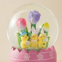 Glitzhome® 5" Easter Chick Family Waterglobe