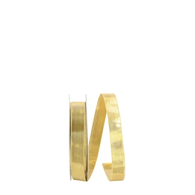 JAM Paper /8" x 25yd. Gold Woven Lame 2 Wired Ribbon