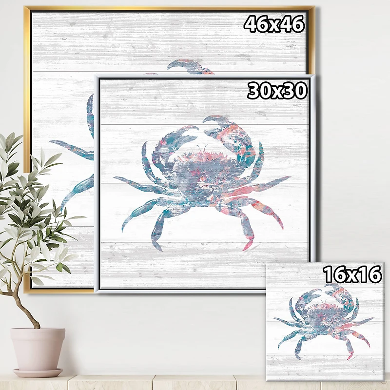 Designart - Pink Crab Ocean Life - Nautical & Coastal Framed Canvas