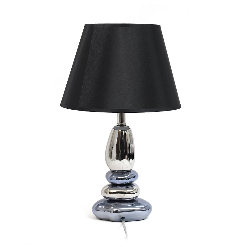 Elegant Designs™ 21.5" Chrome and Metallic Blue Stones Table Lamp with Black Shade