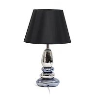 Elegant Designs™ 21.5" Chrome and Metallic Blue Stones Table Lamp with Black Shade