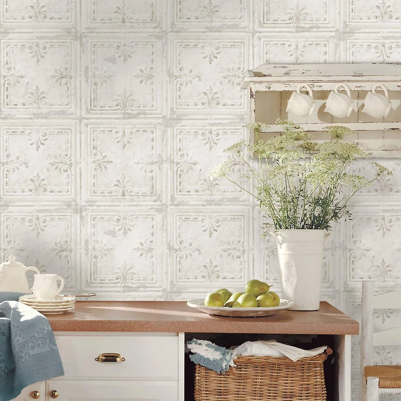 RoomMates Tin Tile Peel & Stick Wallpaper