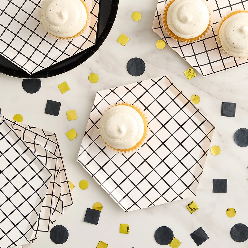 7.5" Grid Hexagon Paper Plates by Celebrate It