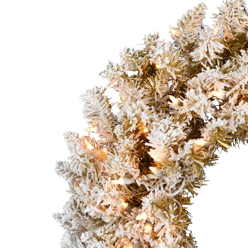 36" Clear Lights Frosted Gold Fir Artificial Christmas Wreath