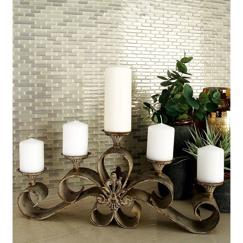 23'' Gray Iron Rustic Candle Holder