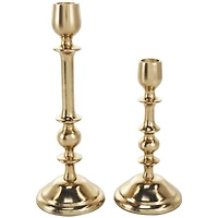 Gold Aluminum Metal Candle Holder Set