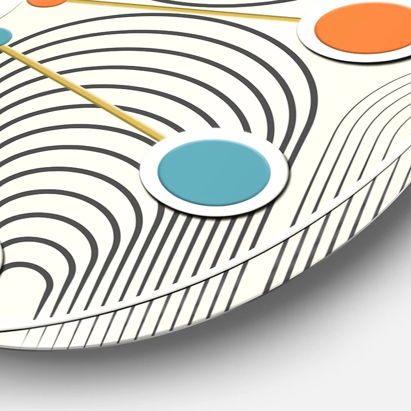 Designart 'Monochrome Geometric Pattern X Mid-Century Modern Wall Clock