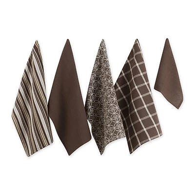 DII® Assorted Dark Brown Dishtowel & Dishcloth (Set of 5)