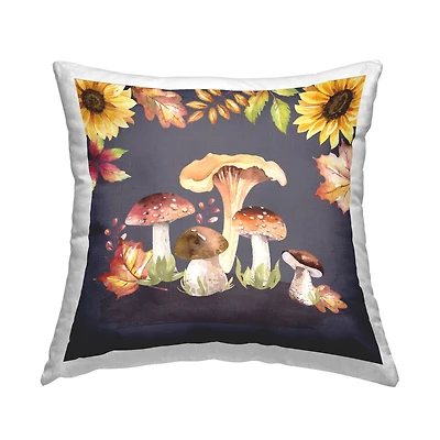 Stupell Industries Woodland Mushrooms Forest Plants Decorative Printed Throw Pillow