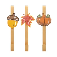 Glitzhome® 14" Fall Metal Acorn, Leaf & Pumpkin Wreath Hanger Set