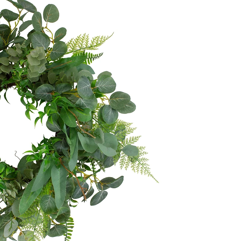 24" Green Mixed Foliage Artificial Spring Wreath