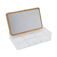 Simplify Bamboo Lid & Mirror Clear 5 Compartment Organizer