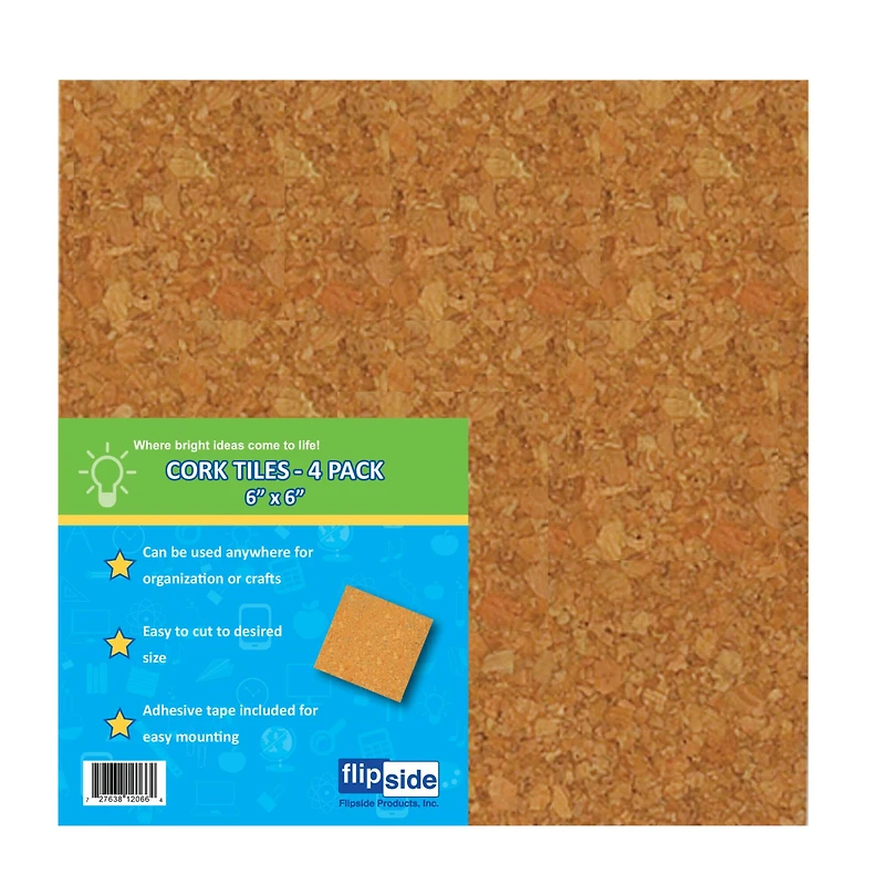 6" x 6" Flipside Cork Tiles, 4ct.