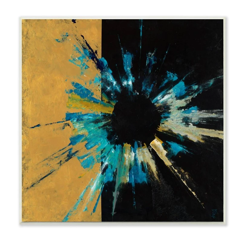 Stupell Industries Blue, Black, & Gold Abstract Circle Wall Plaque