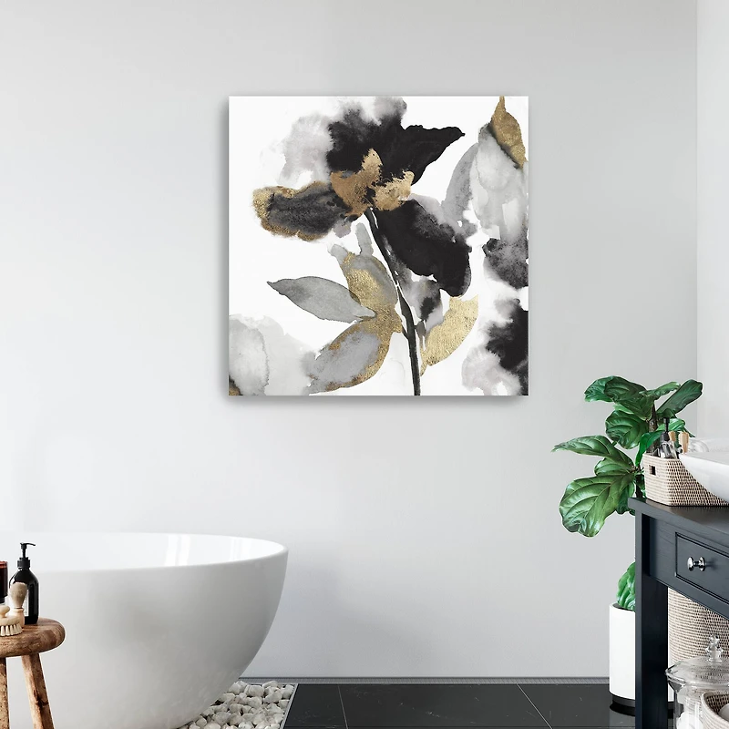 Lumaprints Black Petals Gold Leaves II Giclée Canvas