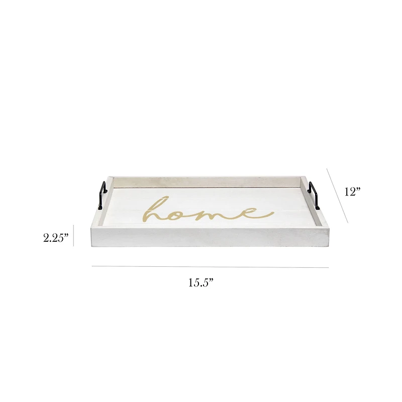 Elegant Designs™ 15.5" White Wash Home Serving Tray with Handles