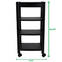 Mind Reader 34.7" Black 4-Shelf Printer Cart Stand with Wheels