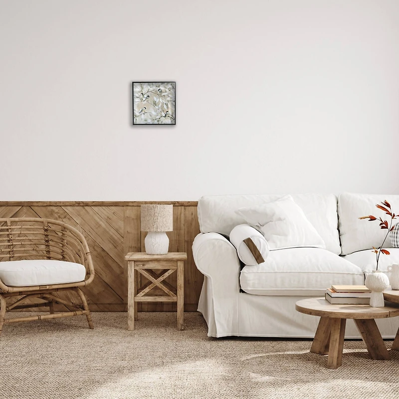 Stupell Industries Chickadee Birds on Branches Framed Giclee Art