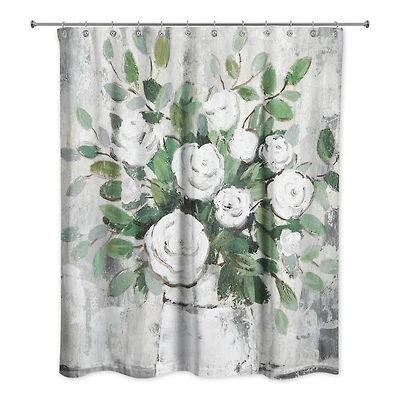 White Roses 71" x 74" Shower Curtain
