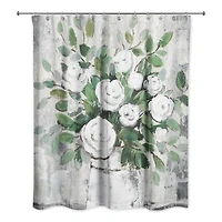 White Roses 71" x 74" Shower Curtain