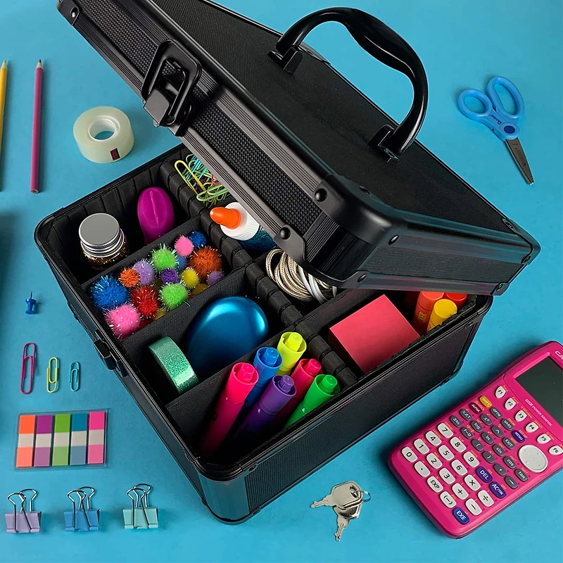 Vaultz Black Square Tactical Divided Storage Box