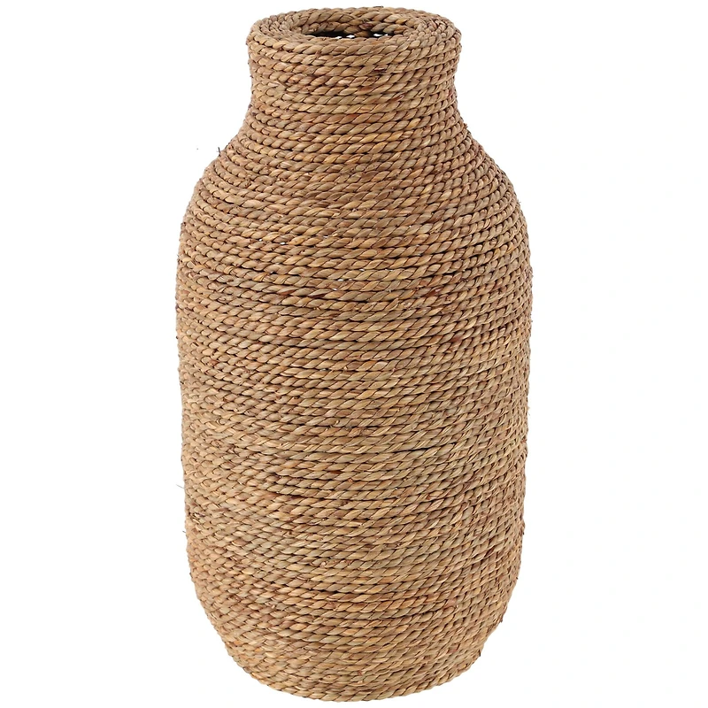16" Brown Seagrass Handmade Wrapped Vase