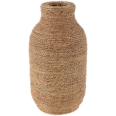 16" Brown Seagrass Handmade Wrapped Vase