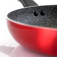 Oster Merrion 12" Red Aluminum Frying Pan With Bakelite Handle