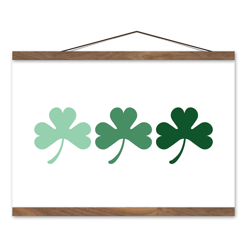 Ombre Shamrock Horizontal Hanging Canvas 16" x 20" Teak Hanging Canvas