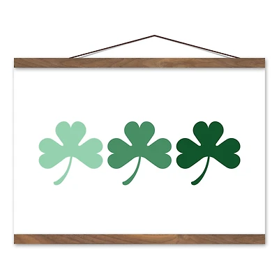 Ombre Shamrock Horizontal Hanging Canvas 16" x 20" Teak Hanging Canvas
