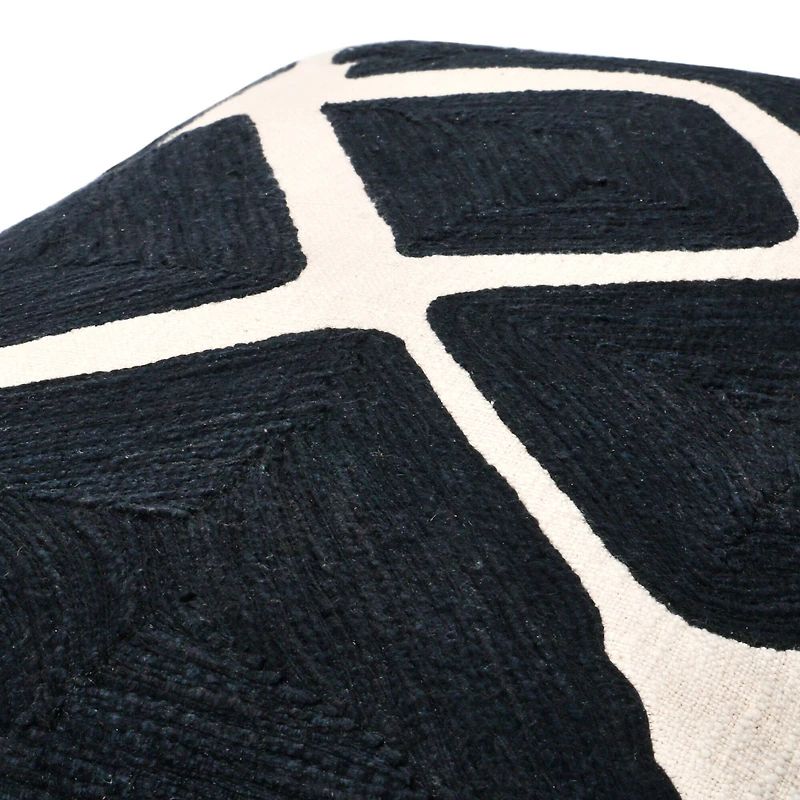 Hello Honey® Embroidered Geometric Black & White Lumbar Pillow
