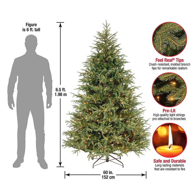 6.5 ft. Pre-Lit Frasier Grande Full Artificial Christmas Tree, Clear Lights