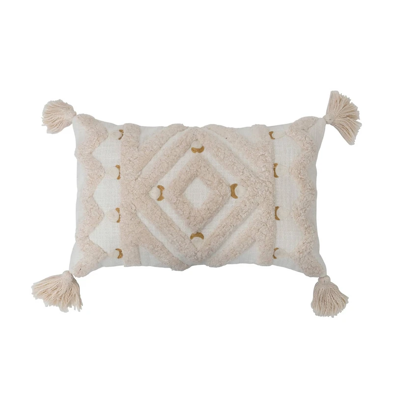 Hello Honey® Cotton Tufted Lumbar Pillow With Embroidery & Tassels