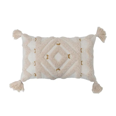 Hello Honey® Cotton Tufted Lumbar Pillow With Embroidery & Tassels